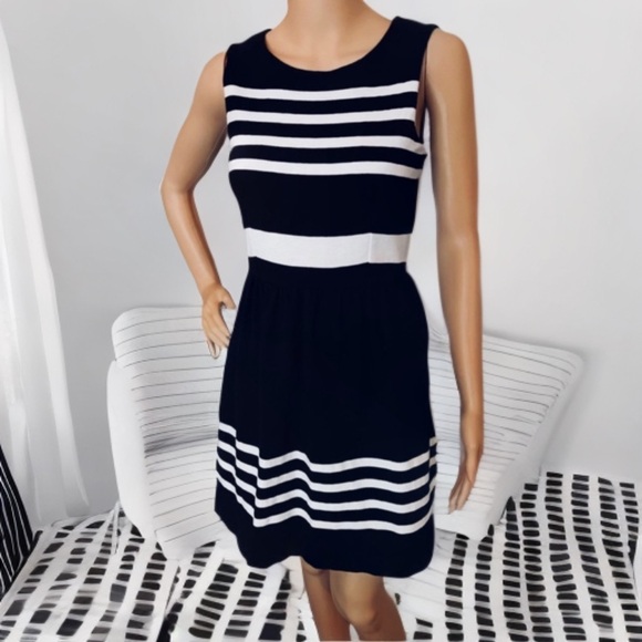 J. Crew Black White Striped Daybreak Striped Dress - Picture 1 of 8